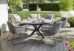Diamond Garden Dining-Set LYON / KRETA, Tisch + 6 Stühle, Edelstahl / HPL / Rope / Sunproof (100 % Polypropylen)