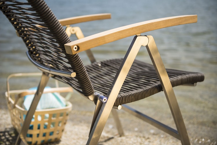 Diamond Garden Hochlehner ATLANTA, Edelstahl / Rope Mocca / Teak-Armlehnen
