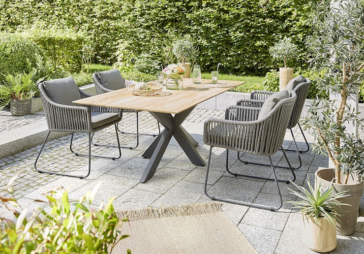 Diamond Garden Stuhl KRETA, Edelstahl Dunkelgrau / Rope / Sunproof (100 % Polypropylen)