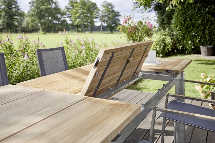 Diamond Garden Ausziehtisch LEVANTO, Edelstahl gebürstet / Recycled Teak