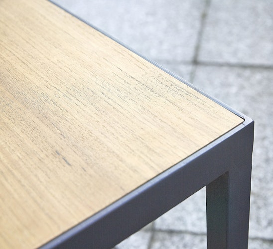 Diamond Garden 2er Set Loungetische NESTED eckig, Edelstahl Dunkelgrau / Premium Teak