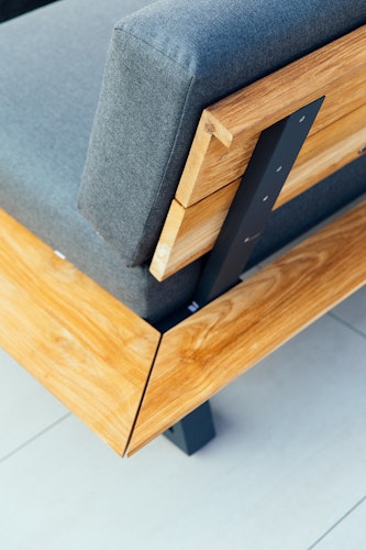Diamond Garden Modullounge kurze Ecke links NORA Sun & Rain, Aluminium / Teak / Tuvatextil (100 % Polyacryl)