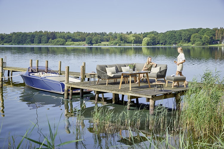 Diamond Garden Modullounge lange Ecke rechts PALMA, Premium Teak / Alu / Rope / Sunproof (100 % Polypropylen) - Auslaufartikel