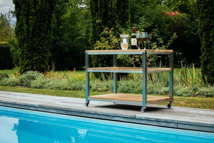 Diamond Garden Beistellwagen PIAZZA, Edelstahl / Recycled Teak