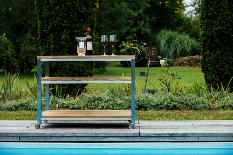 Diamond Garden Beistellwagen PIAZZA, Edelstahl / Recycled Teak