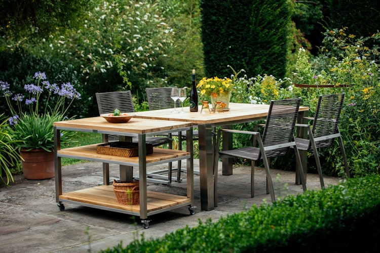 Diamond Garden Beistellwagen PIAZZA, Edelstahl / Recycled Teak