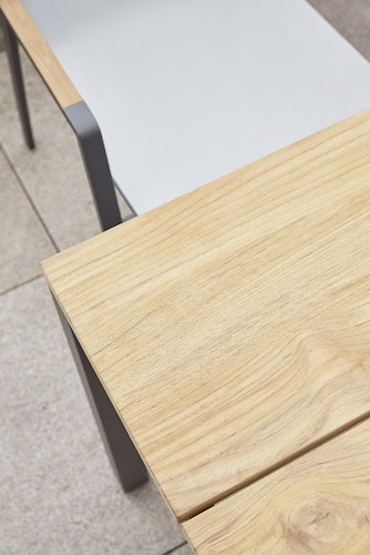 Diamond Garden Tisch RAVENNA, Edelstahl Dunkelgrau / Recycled Teak