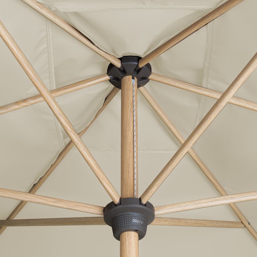 doppler Mittelmastschirm ALU WOOD 300 x 200 Auto-Tilt, Aluminium Esche-Optik / 100 % Polyester 180 g/m²