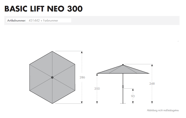 Derby Mittelmastschirm BASIC 300 Lift, Aluminium Anthrazit / 100 % Polyester 180 g/m²