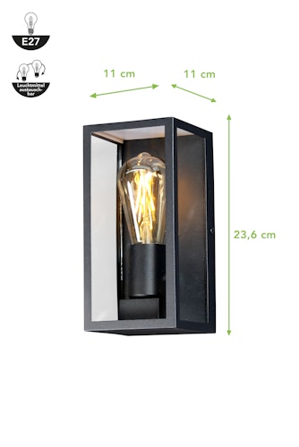 ECO-LIGHT Außenwandleuchte Karo Aluminium schwarz matt (1100110)