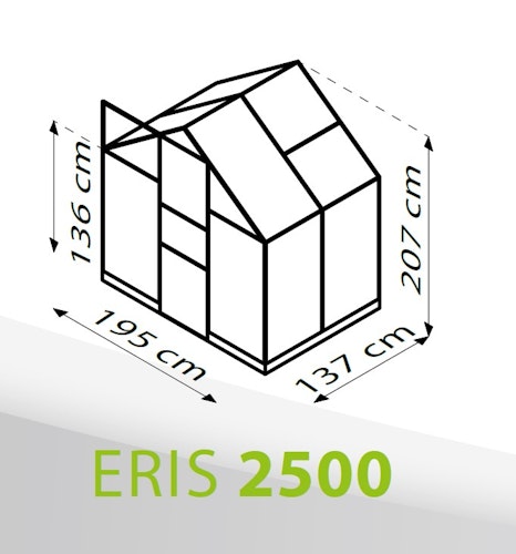 Vitavia Gewächshaus Eris 2500 inkl. 1 Dachfenster, Regenrinnen, Stahlfundamentrahmen - 2,5 m² Bild