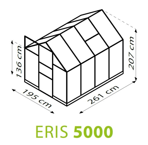 Vitavia Gewächshaus Eris 5000 inkl. 1 Dachfenster, Regenrinnen, Stahlfundamentrahmen - 5 m² Bild