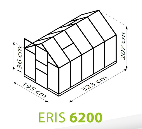 Vitavia Gewächshaus Eris 6200 inkl. 1 Dachfenster, Regenrinnen, Stahlfundamentrahmen - 6,2 m² Bild