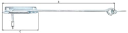 Alberts® Sturmhaken,mit Feststellplatte,galv.blau vz,zE,Länge 300 mm, FR 204174