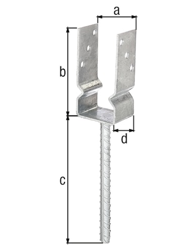 Alberts® U-Pfostenträger Holzschutz 150x60x4mm Betonanker Riffelstahl für verschiedene Pfostenstärken