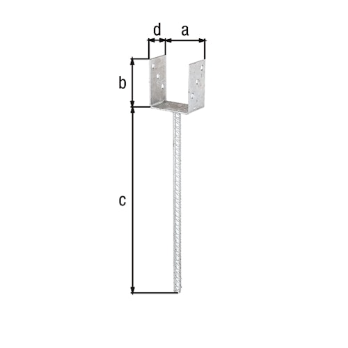Alberts® U-Pfostenträger 100x60x4mm Betonanker XL Riffelstahl für verschiedene Pfostenstärken