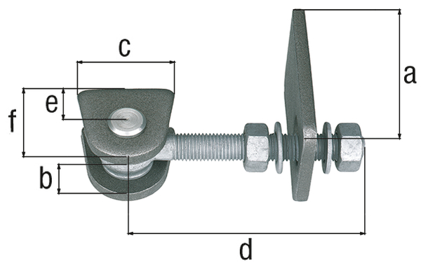 Alberts® Torband f.180° Öffn,kurz,Schrauben,etc.fvz.,Bolzen,etc.VA,z.Anschweißen,M24,VE4 411084