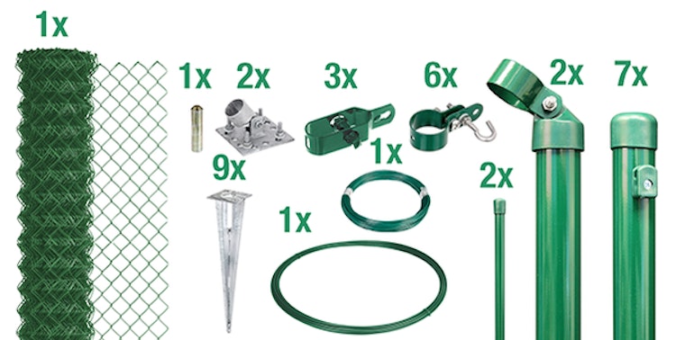 Alberts® Set Maschendrahtzaun,anthr.-met.,m.Bodenh.,Höhe:800mm,Länge:15m 634292
