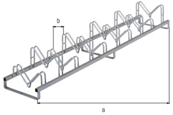 Alberts® Mehrfach-Fahrradständer Kiel freist.,fvz,z.Aufschr.,Einstellplätze 10,L3000 mm 692803