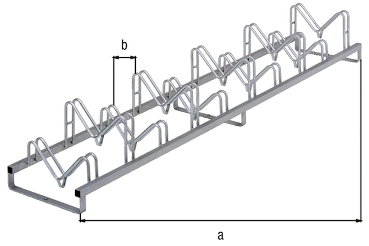 Alberts® Mehrfach-Fahrradständer Kiel freist.,fvz,z.Aufschr.,Einstellplätze 10,L3000 mm 692803