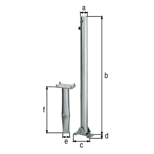 Alberts® Absperrpf.Klappy-Bo umlegb.,PZ,fvz,weiß,2 rote Ringe,z.Einb.,Pf.⌀60 mm 780876