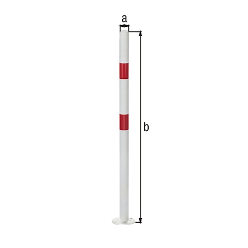 Alberts® Absperrpf. Standard SK fvz.,weiß,2 rote Ringe, Aufschr., Pf.⌀76 mm 782917