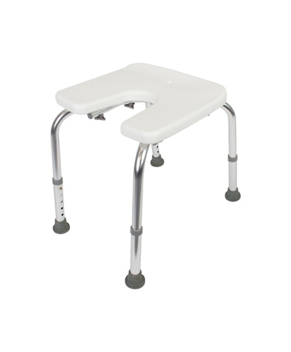 Alberts® Duschhocker,U-Form,höhenverstellbar,Kunststoff,weiß,Sitzfläche:400x380mm 140823