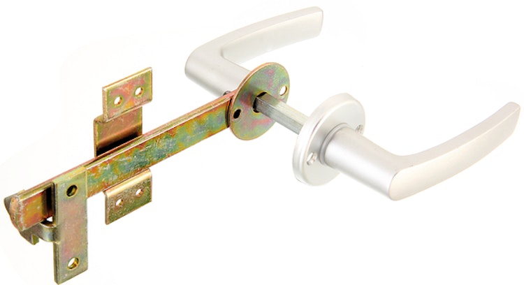 Alberts® Flechtzaun-Einzeltorverschl.,gelb vz,Drücker und Rosette aus Alu,Länge 170 mm 