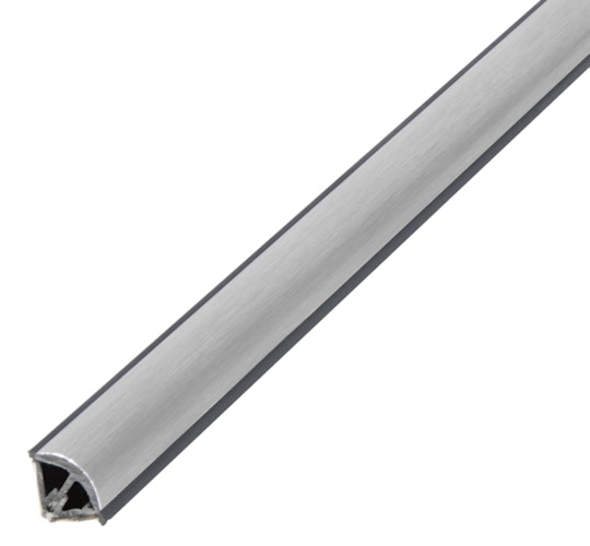 Alberts® Abschlussleiste,sk.2-tlg.m.Gummilippe,PVC m.ALU-Einl,VA-geb.,LxBxH 2600x15x15mm 433734