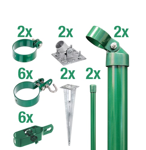 Alberts® Zaunanschl.-Set f. WG, grün kstb.,m.Einschlag-B.,f.Pfosten ⌀60 mm,f.Höhe 1750 mm 600877