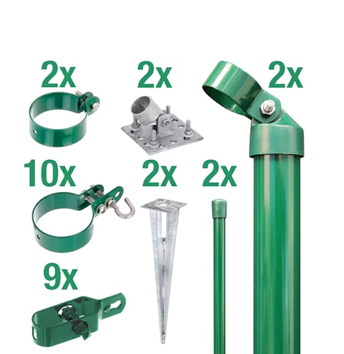 Alberts® Zaunanschl.-Set f. WG, grün kstb.,m.Einschlag-B.,f.Pfosten ⌀76 mm,f.Höhe 2000 mm 600891