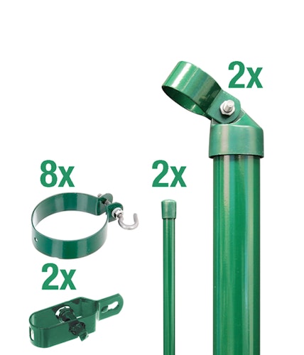 Alberts® Zaunanschl.-Set f. WG, grün kstb.,zE,f.Pfosten ⌀76 mm,f.Höhe 1500 mm 601188