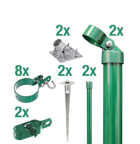 Alberts® Zaunanschl.-Set f. WG, grün kstb.,m.Einschlag-B.,f.Pfosten ⌀76 mm,f.Höhe 1500 mm 601331