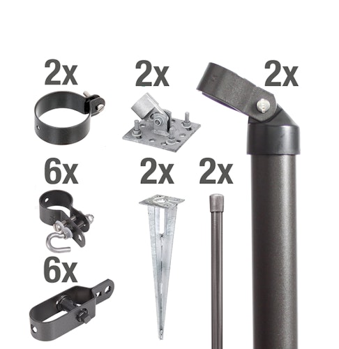 Alberts® Zaunanschluss-Set Wellengittertore,2-seitig,anthr.-met.,m.Bodenh.f⌀60/1500mm 634421