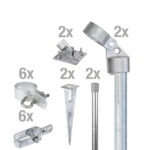 Alberts® Zauneck-Set f.Maschendrahtzäune,feuerverzinkt,m.Bodenh.,f.Höhe: 800 mm 634520