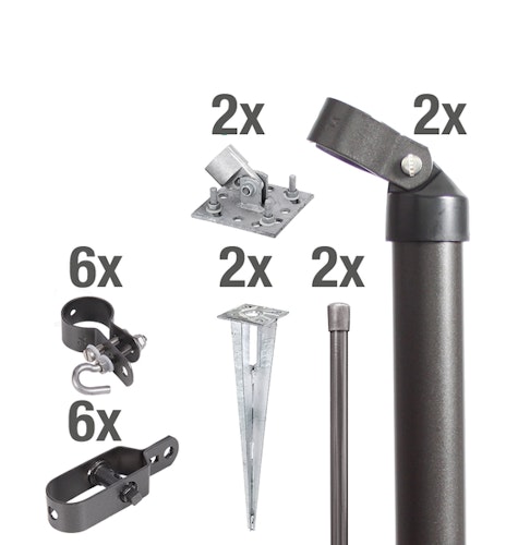 Alberts® Zauneck-Set f.Maschendrahtzäune,anthr.-met.,m.Bodenh.,f.Höhe: 1250 mm 634568