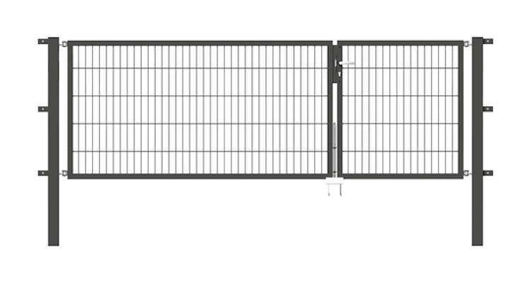 Alberts® Doppeltor Flexo,fvz.anth Kst.b.RAL 7016,li.BxH1000+2000x1000,PF80x80/1700mm 646974