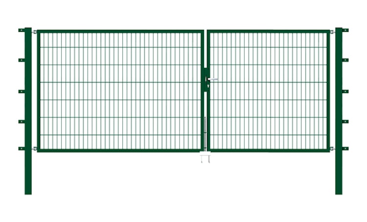 Alberts® Doppeltor Flexo,fvz.grün Kst.b.RAL 6005,lichte BxH3500x1400,PF80x80/2100mm 648282