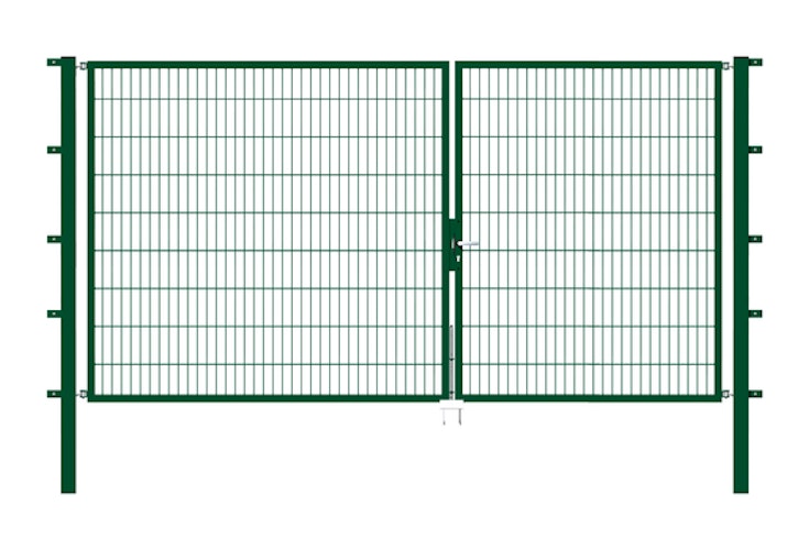 Alberts® Doppeltor Flexo,fvz.grün Kst.b.RAL 6005,lichte BxH3500x1800,PF80x80/2500mm 648336
