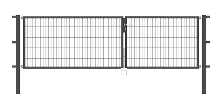 Alberts® Doppeltor Flexo,fvz.anthr.Kst.b.RAL 7016,lichte BxH3500x1000,PF80x80/1700mm 648596