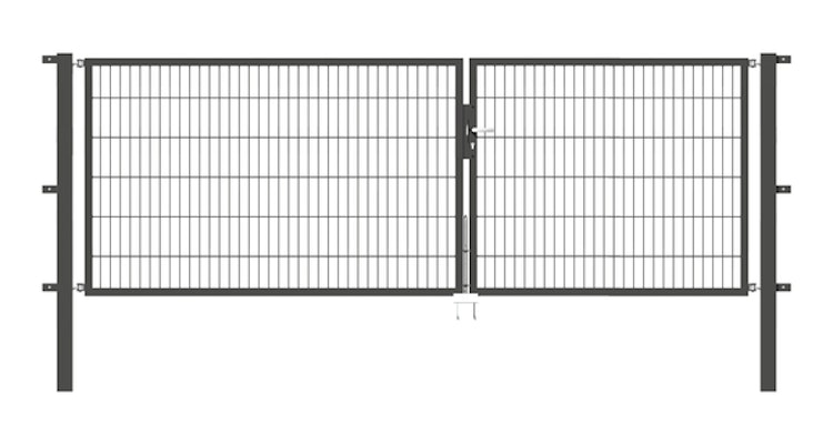 Alberts® Doppeltor Flexo,fvz.anthr.Kst.b.RAL 7016,lichte BxH3500x1200,PF80x80/1900mm 648633