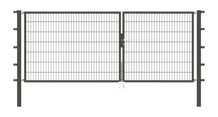 Alberts® Doppeltor Flexo,fvz.anthr.Kst.b.RAL 7016,lichte BxH3500x1400,PF80x80/2100mm 648640