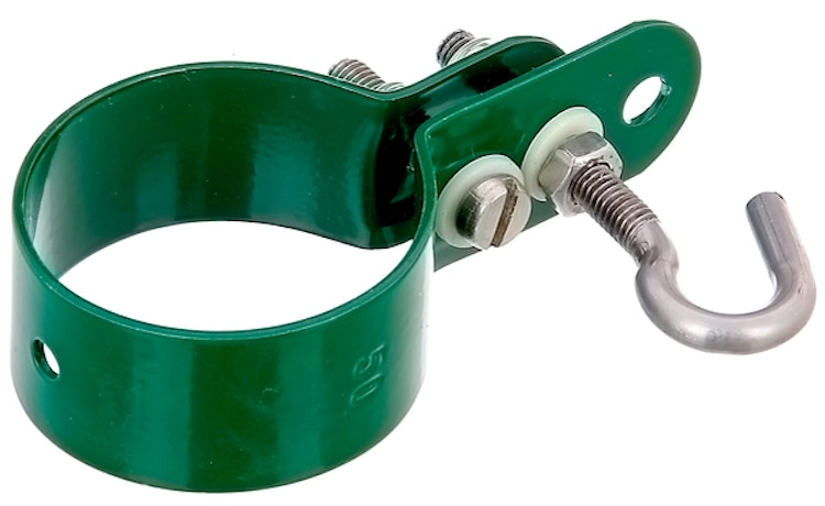 Alberts® Schelle,Befestigung v. Geflechtspannstäben an Pfosten,verzinkt,grün Kst.b.,⌀48mm 655624