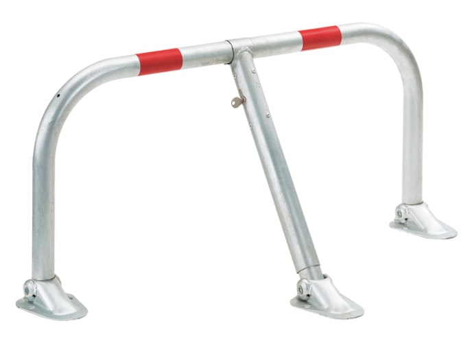 Alberts® Parkplatzbügel Spielberg umlegb.,Pz.fvz.,2 rote Ringe z.Aufschr.,Breite 950 mm 691042