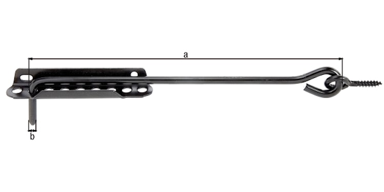 Alberts® Sturmhaken,mit Feststellplatte,KTL sw,z.Einschrauben,Länge 300mm