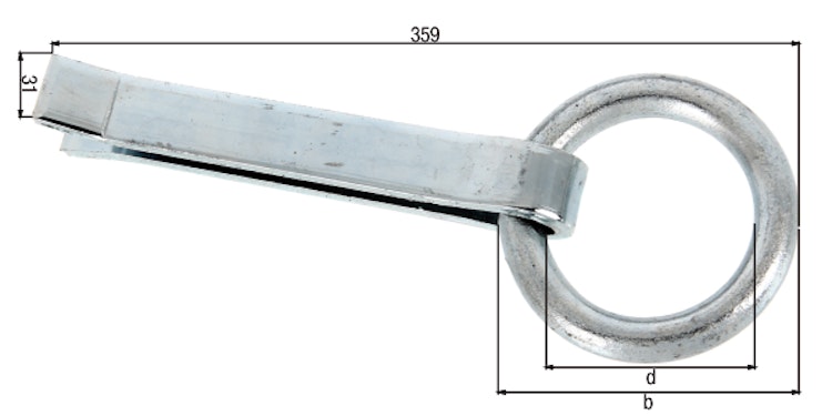 Alberts® Befestigungsring,galv. blau verzinkt zum Einmauern,Länge 170 mm,Außenmaß ⌀65 mm 
