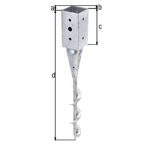 Alberts® Einschraub-Bodenhülse für Vierkantholzpfosten 71x71mm Höhe: 595mm
