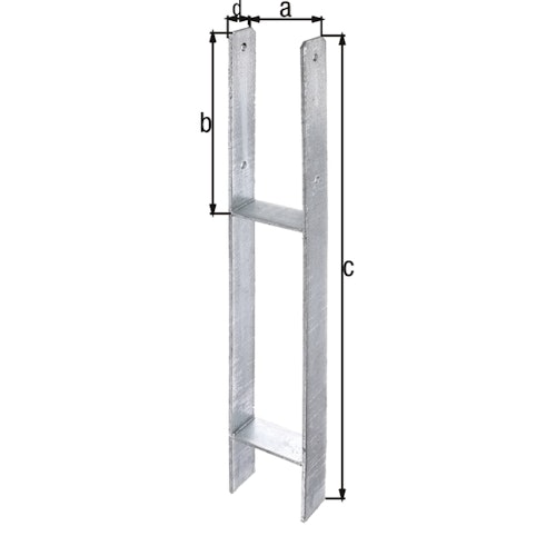 Alberts® H-Pfostenträger 300x60x6mm Gesamtlänge 800mm für verschiedene Pfostenstärken