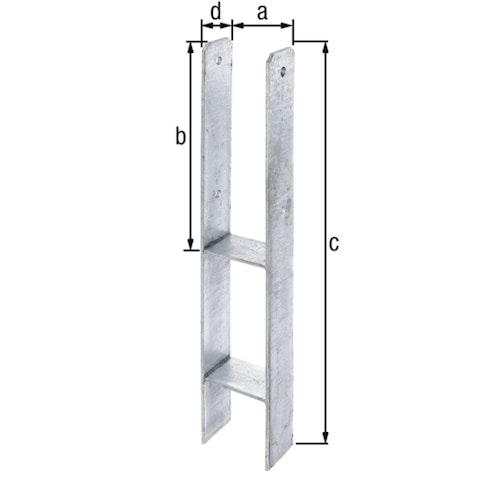 Alberts® H-Pfostenträger 300x60x6mm Gesamtlänge 800mm für verschiedene Pfostenstärken