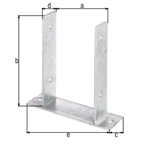 Alberts® U-Pfostenträger 200x60x4mm zum Aufschrauben für verschiedene Pfostenstärken